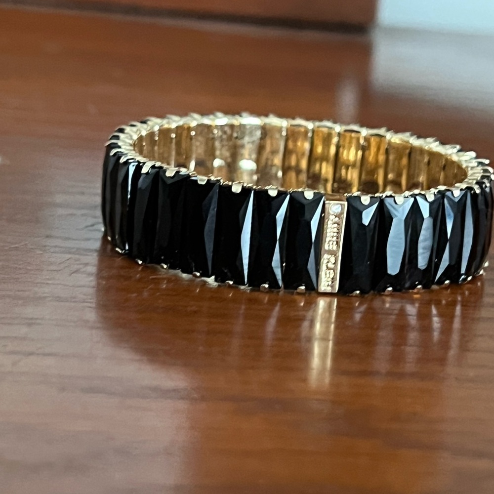 Anne Klein Black Stretch Bracelet With Gold Accents